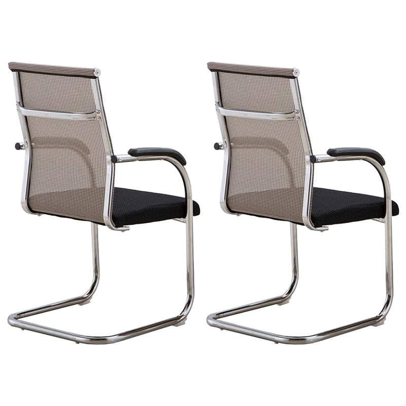 Contemporary Arm Chair Fixed Arms No Wheels Conference Chair Beige 2 Piece Set Clearhalo 'furn' 'furn_office_chair' 'Furniture' 'Office Chairs' 'Office Furniture' 'office_chair' 5984060