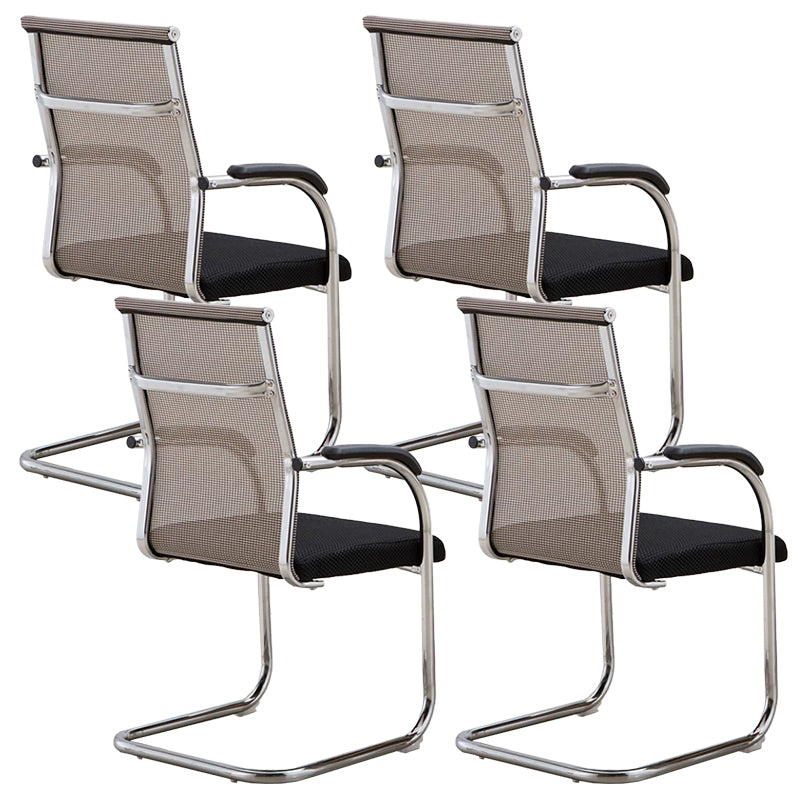 Contemporary Arm Chair Fixed Arms No Wheels Conference Chair Beige 4 Piece Set Clearhalo 'furn' 'furn_office_chair' 'Furniture' 'Office Chairs' 'Office Furniture' 'office_chair' 5984062