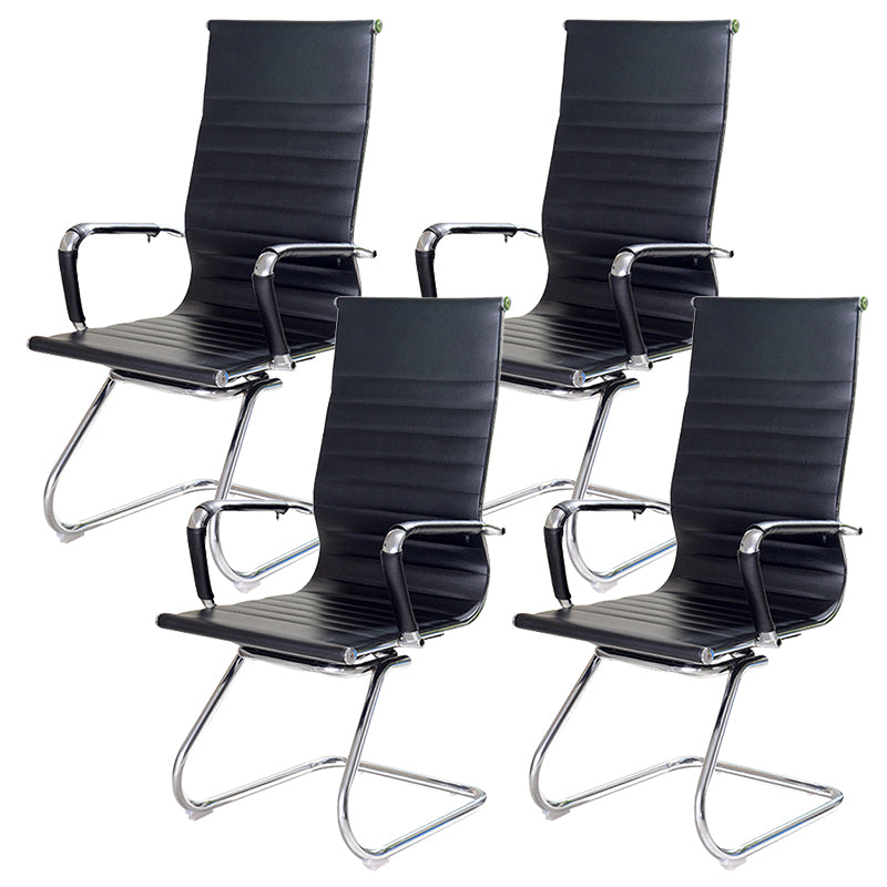 High Back Office Desk Chair Black Faux Leather Fixed Arms Side Chair 4 Piece Set Clearhalo 'furn' 'furn_office_chair' 'Furniture' 'Office Chairs' 'Office Furniture' 'office_chair' 5984073