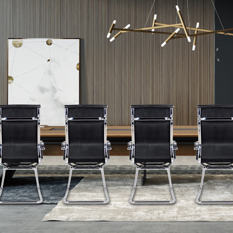 High Back Office Desk Chair Black Faux Leather Fixed Arms Side Chair Clearhalo 'furn' 'furn_office_chair' 'Furniture' 'Office Chairs' 'Office Furniture' 'office_chair' 5984074