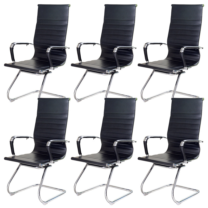 High Back Office Desk Chair Black Faux Leather Fixed Arms Side Chair 6 Piece Set Clearhalo 'furn' 'furn_office_chair' 'Furniture' 'Office Chairs' 'Office Furniture' 'office_chair' 5984075