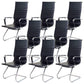 High Back Office Desk Chair Black Faux Leather Fixed Arms Side Chair 8 Piece Set Clearhalo 'furn' 'furn_office_chair' 'Furniture' 'Office Chairs' 'Office Furniture' 'office_chair' 5984077