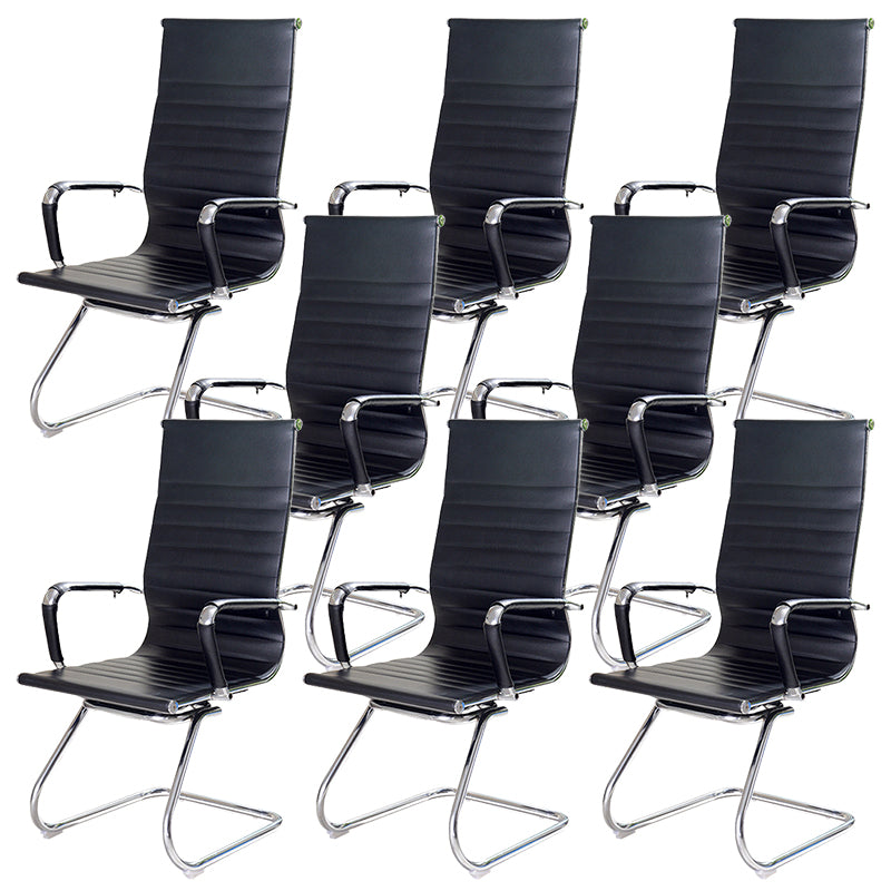 High Back Office Desk Chair Black Faux Leather Fixed Arms Side Chair 8 Piece Set Clearhalo 'furn' 'furn_office_chair' 'Furniture' 'Office Chairs' 'Office Furniture' 'office_chair' 5984077