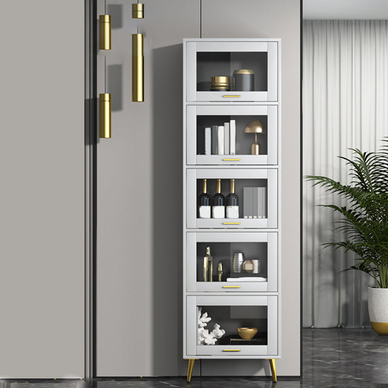 Glam Champagne/White Closed Back Standard Wood Shelf Bookcase for Living Room Clearhalo 'Bookcases' 'furn' 'furn_bookcases' 'Furniture' 'Office Furniture' 5984122