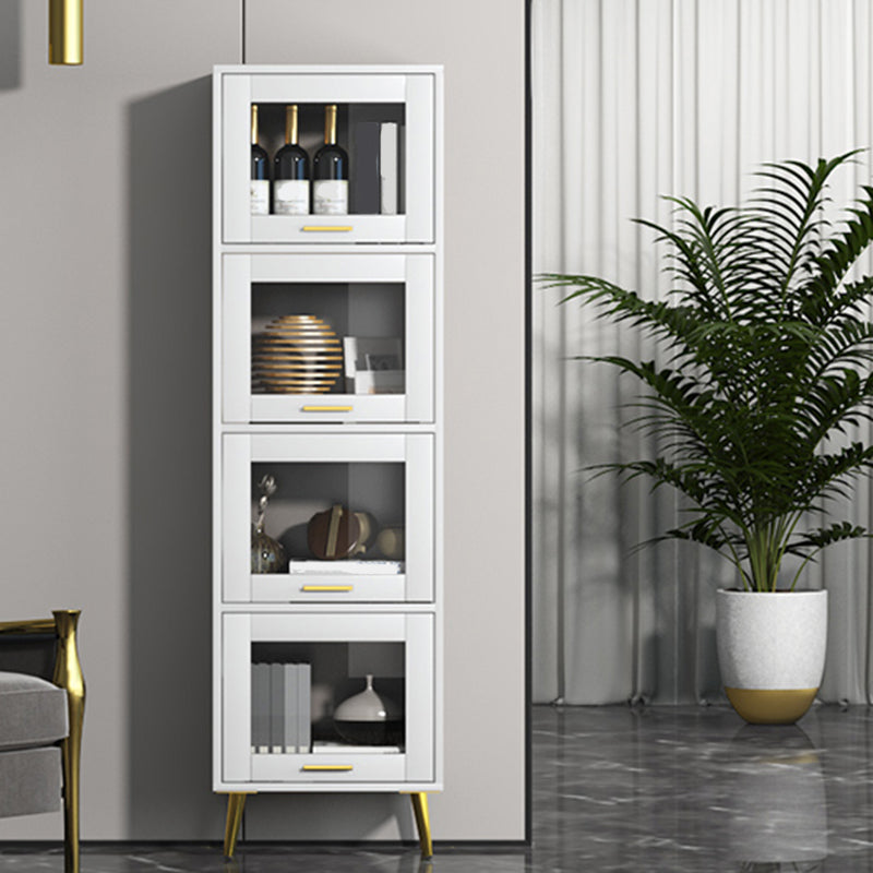 Glam Champagne/White Closed Back Standard Wood Shelf Bookcase for Living Room 19.7"L x 11.8"W x 68"H White Clearhalo 'Bookcases' 'furn' 'furn_bookcases' 'Furniture' 'Office Furniture' 5984125