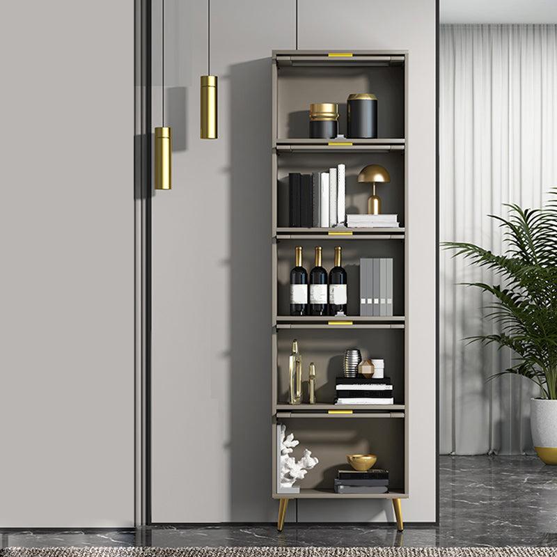 Glam Champagne/White Closed Back Standard Wood Shelf Bookcase for Living Room Clearhalo 'Bookcases' 'furn' 'furn_bookcases' 'Furniture' 'Office Furniture' 5984127
