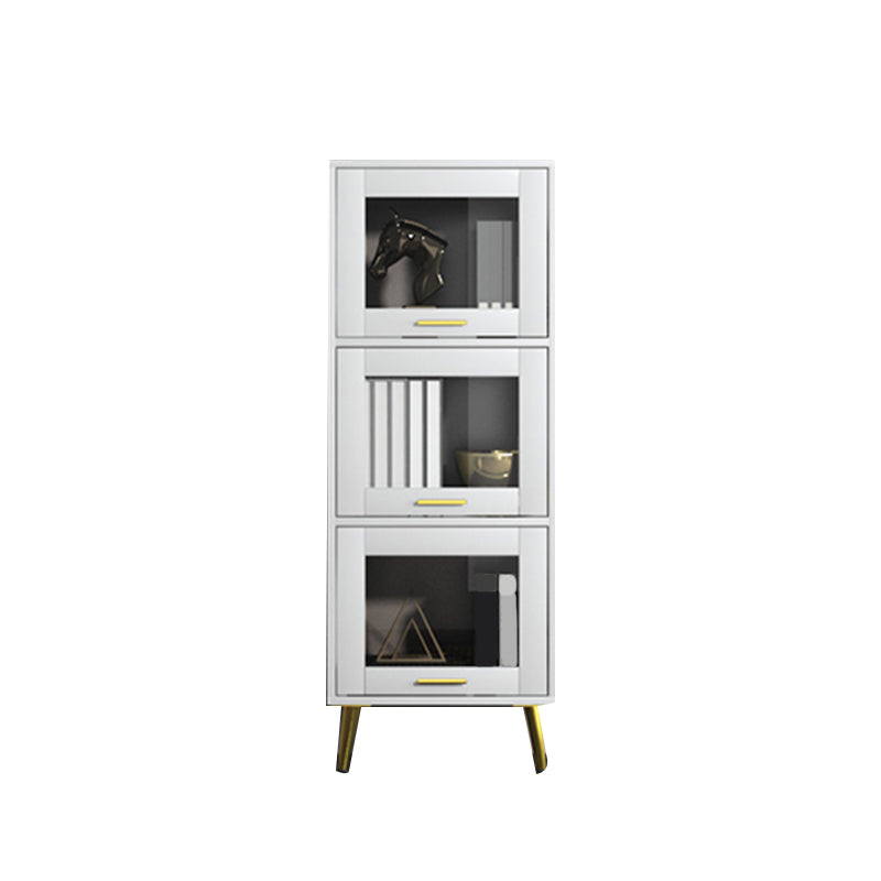 Glam Champagne/White Closed Back Standard Wood Shelf Bookcase for Living Room Clearhalo 'Bookcases' 'furn' 'furn_bookcases' 'Furniture' 'Office Furniture' 5984130