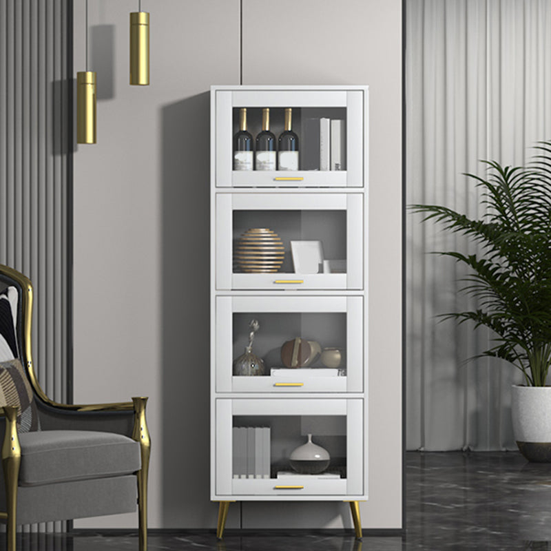 Glam Champagne/White Closed Back Standard Wood Shelf Bookcase for Living Room 23.6"L x 11.8"W x 68"H White Clearhalo 'Bookcases' 'furn' 'furn_bookcases' 'Furniture' 'Office Furniture' 5984131