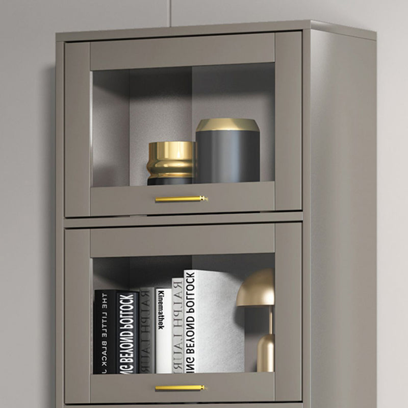 Glam Champagne/White Closed Back Standard Wood Shelf Bookcase for Living Room Clearhalo 'Bookcases' 'furn' 'furn_bookcases' 'Furniture' 'Office Furniture' 5984133