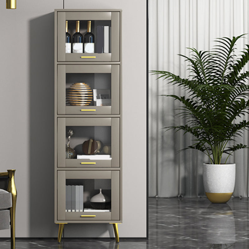 Glam Champagne/White Closed Back Standard Wood Shelf Bookcase for Living Room 19.7"L x 11.8"W x 68"H Champagne Clearhalo 'Bookcases' 'furn' 'furn_bookcases' 'Furniture' 'Office Furniture' 5984137