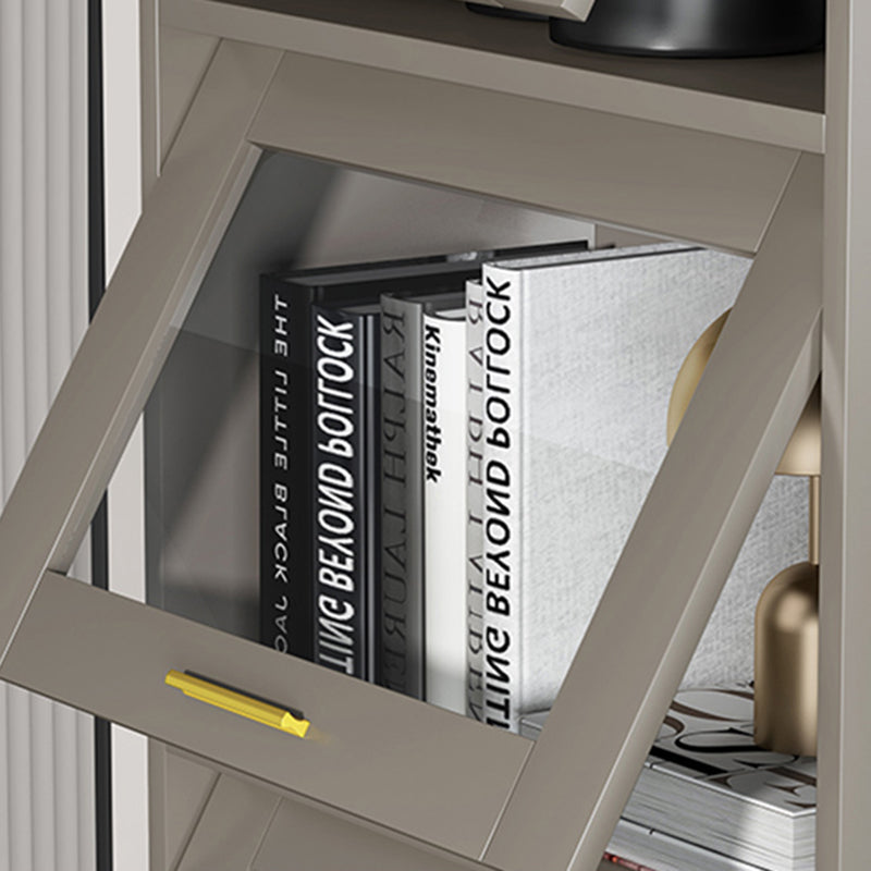 Glam Champagne/White Closed Back Standard Wood Shelf Bookcase for Living Room Clearhalo 'Bookcases' 'furn' 'furn_bookcases' 'Furniture' 'Office Furniture' 5984139