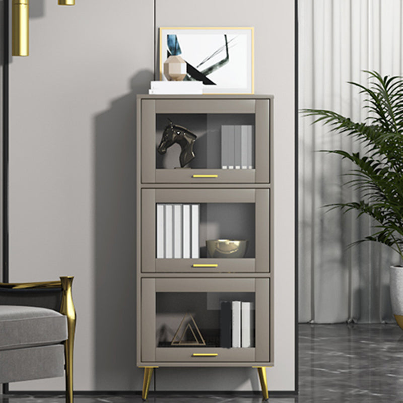 Glam Champagne/White Closed Back Standard Wood Shelf Bookcase for Living Room 23.6"L x 11.8"W x 54.6"H Champagne Clearhalo 'Bookcases' 'furn' 'furn_bookcases' 'Furniture' 'Office Furniture' 5984141