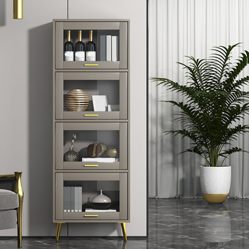 Glam Champagne/White Closed Back Standard Wood Shelf Bookcase for Living Room 23.6"L x 11.8"W x 68"H Champagne Clearhalo 'Bookcases' 'furn' 'furn_bookcases' 'Furniture' 'Office Furniture' 5984142