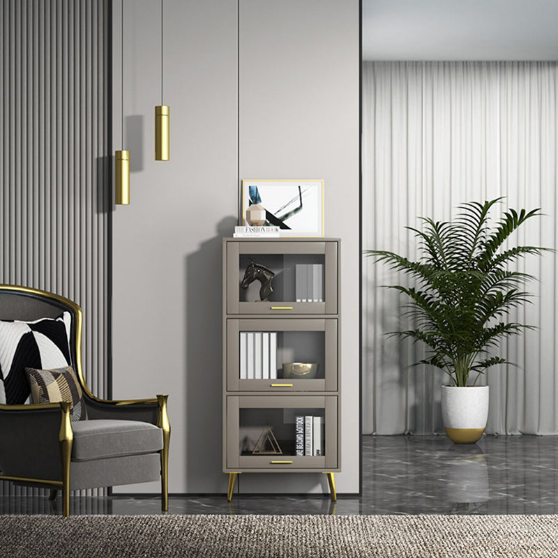 Glam Champagne/White Closed Back Standard Wood Shelf Bookcase for Living Room Clearhalo 'Bookcases' 'furn' 'furn_bookcases' 'Furniture' 'Office Furniture' 5984143