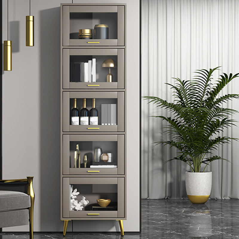 Glam Champagne/White Closed Back Standard Wood Shelf Bookcase for Living Room 23.6"L x 11.8"W x 83.4"H Champagne Clearhalo 'Bookcases' 'furn' 'furn_bookcases' 'Furniture' 'Office Furniture' 5984144