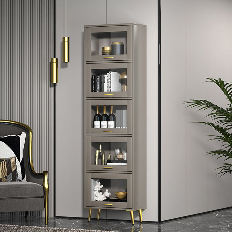 Glam Champagne/White Closed Back Standard Wood Shelf Bookcase for Living Room Clearhalo 'Bookcases' 'furn' 'furn_bookcases' 'Furniture' 'Office Furniture' 5984145