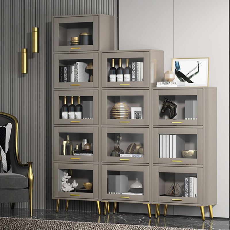 Glam Champagne/White Closed Back Standard Wood Shelf Bookcase for Living Room Clearhalo 'Bookcases' 'furn' 'furn_bookcases' 'Furniture' 'Office Furniture' 5984148