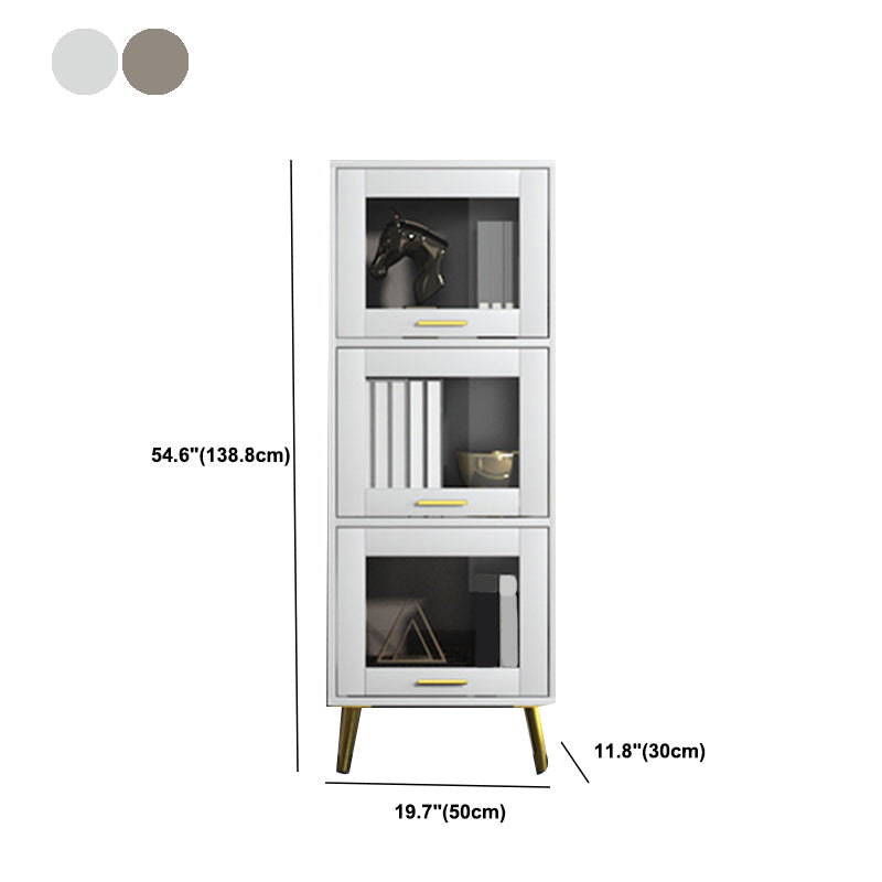 Glam Champagne/White Closed Back Standard Wood Shelf Bookcase for Living Room Clearhalo 'Bookcases' 'furn' 'furn_bookcases' 'Furniture' 'Office Furniture' 5984149