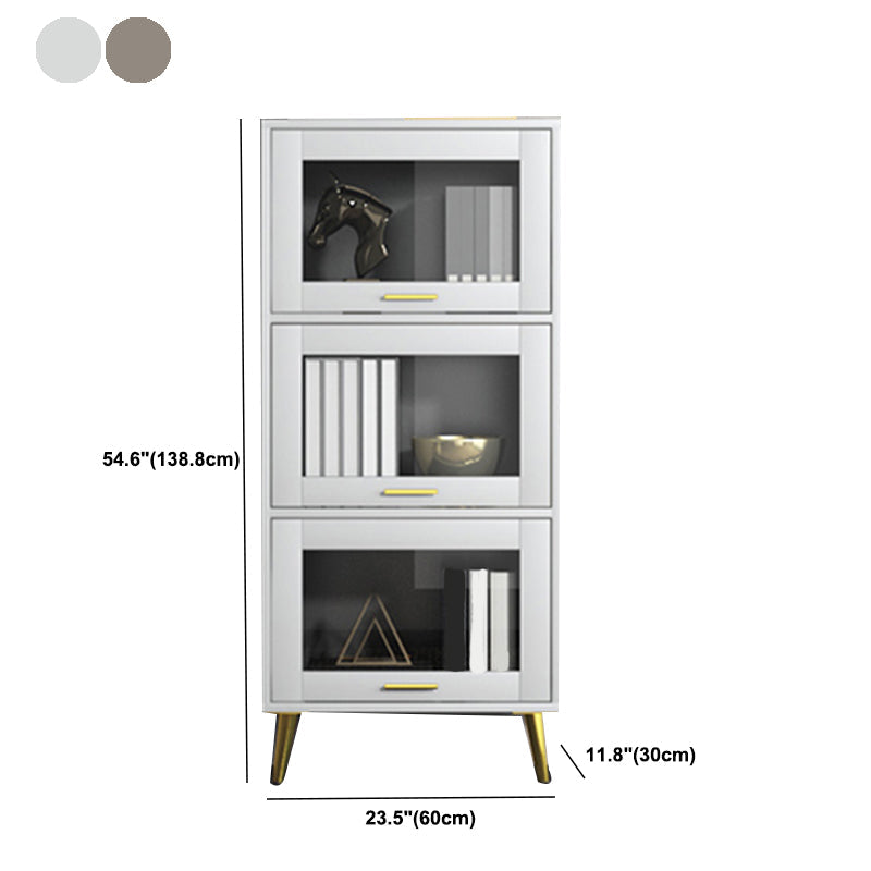 Glam Champagne/White Closed Back Standard Wood Shelf Bookcase for Living Room Clearhalo 'Bookcases' 'furn' 'furn_bookcases' 'Furniture' 'Office Furniture' 5984150