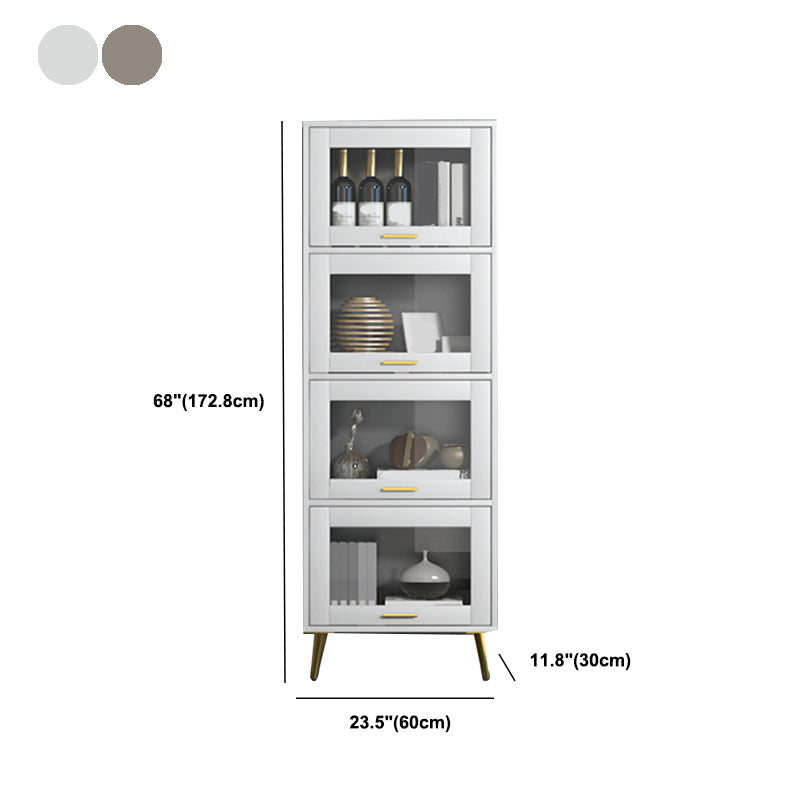 Glam Champagne/White Closed Back Standard Wood Shelf Bookcase for Living Room Clearhalo 'Bookcases' 'furn' 'furn_bookcases' 'Furniture' 'Office Furniture' 5984152