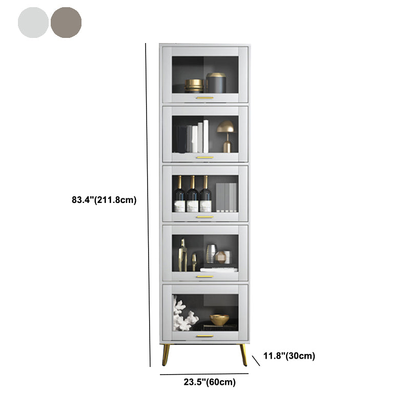 Glam Champagne/White Closed Back Standard Wood Shelf Bookcase for Living Room Clearhalo 'Bookcases' 'furn' 'furn_bookcases' 'Furniture' 'Office Furniture' 5984154