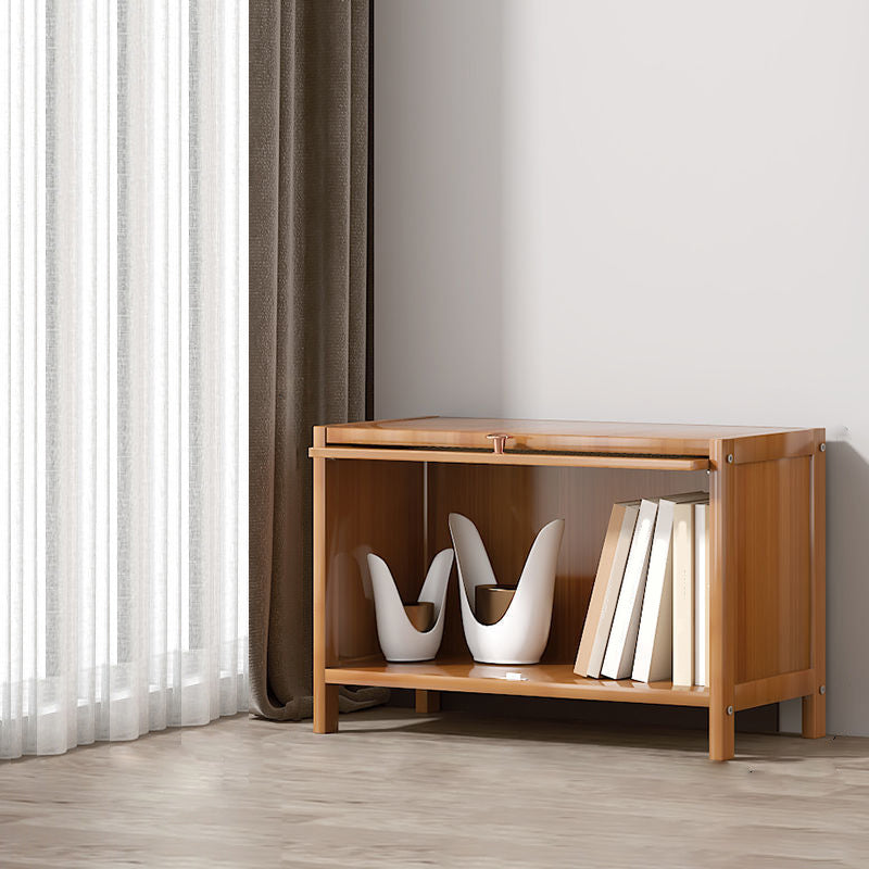 13 "brede houten boekenkast bamboe lichtbruine boekenplank met deuren