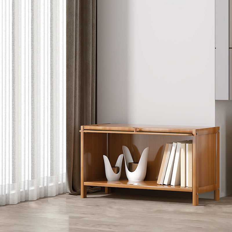 13 "brede houten boekenkast bamboe lichtbruine boekenplank met deuren