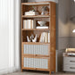13 "brede houten boekenkast bamboe lichtbruine boekenplank met deuren