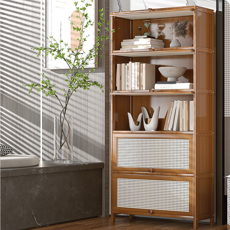 13 "brede houten boekenkast bamboe lichtbruine boekenplank met deuren