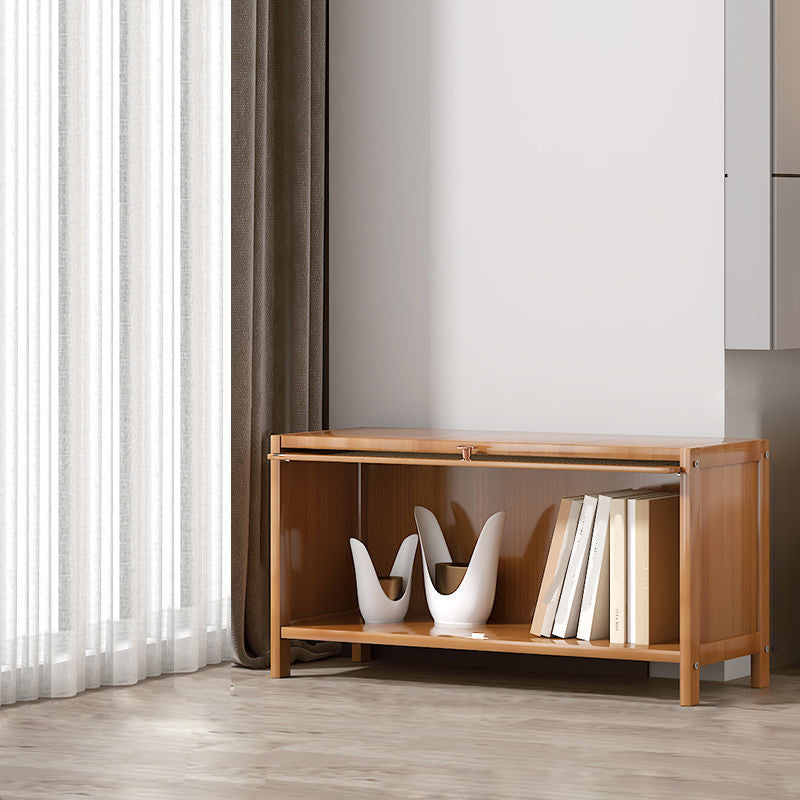 13 "brede houten boekenkast bamboe lichtbruine boekenplank met deuren