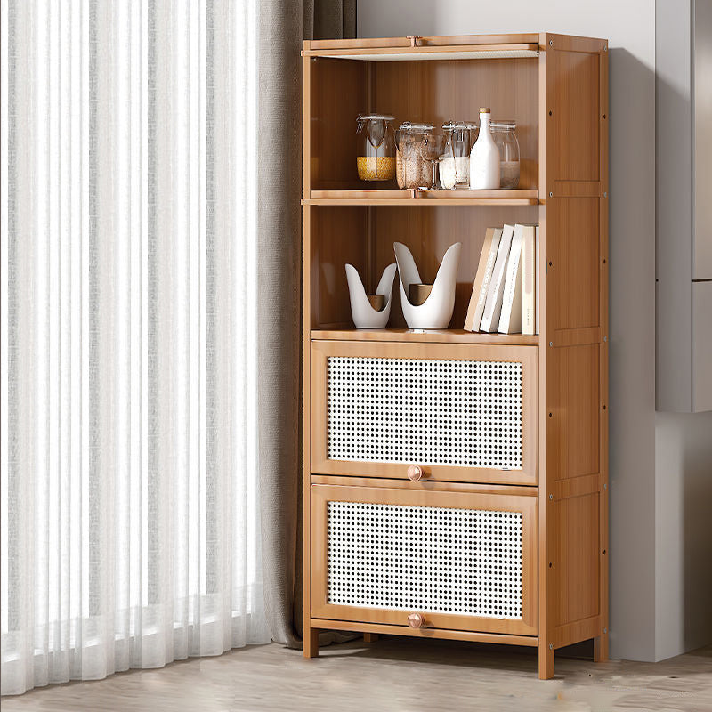 13 "brede houten boekenkast bamboe lichtbruine boekenplank met deuren