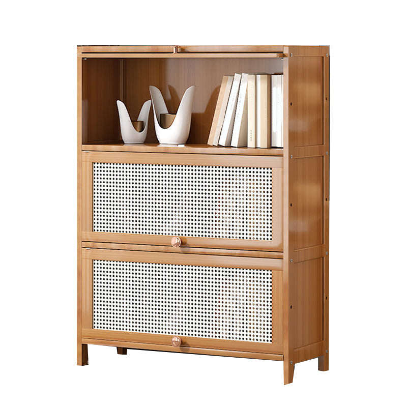 13 "brede houten boekenkast bamboe lichtbruine boekenplank met deuren