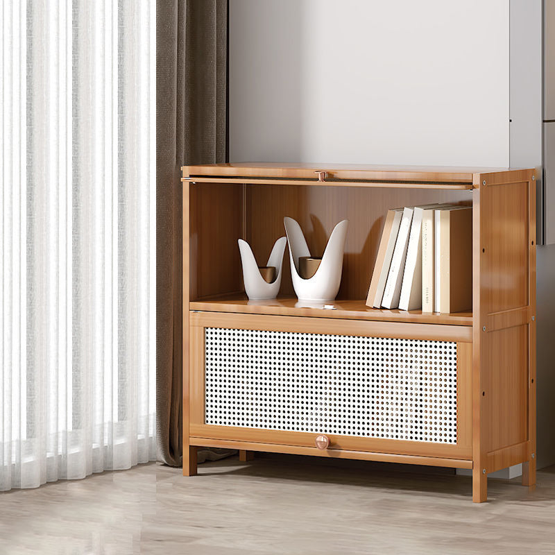 13 "brede houten boekenkast bamboe lichtbruine boekenplank met deuren