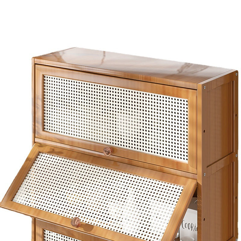 13 "brede houten boekenkast bamboe lichtbruine boekenplank met deuren