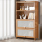 13 "brede houten boekenkast bamboe lichtbruine boekenplank met deuren