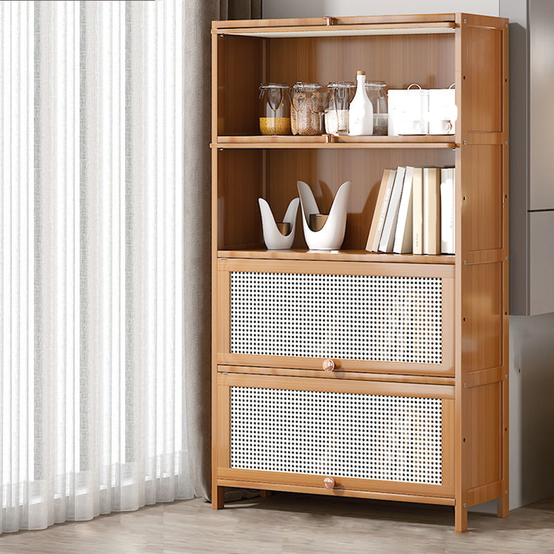 13 "brede houten boekenkast bamboe lichtbruine boekenplank met deuren