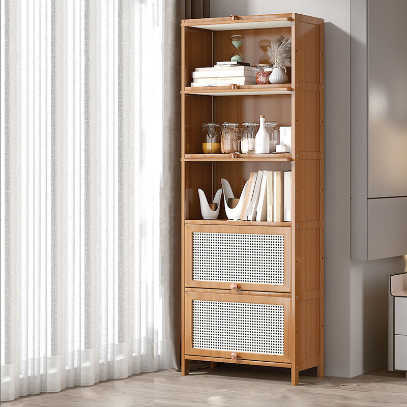 13 "brede houten boekenkast bamboe lichtbruine boekenplank met deuren