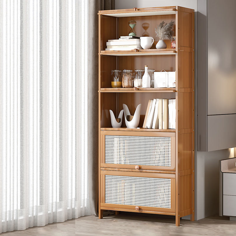 13 "brede houten boekenkast bamboe lichtbruine boekenplank met deuren