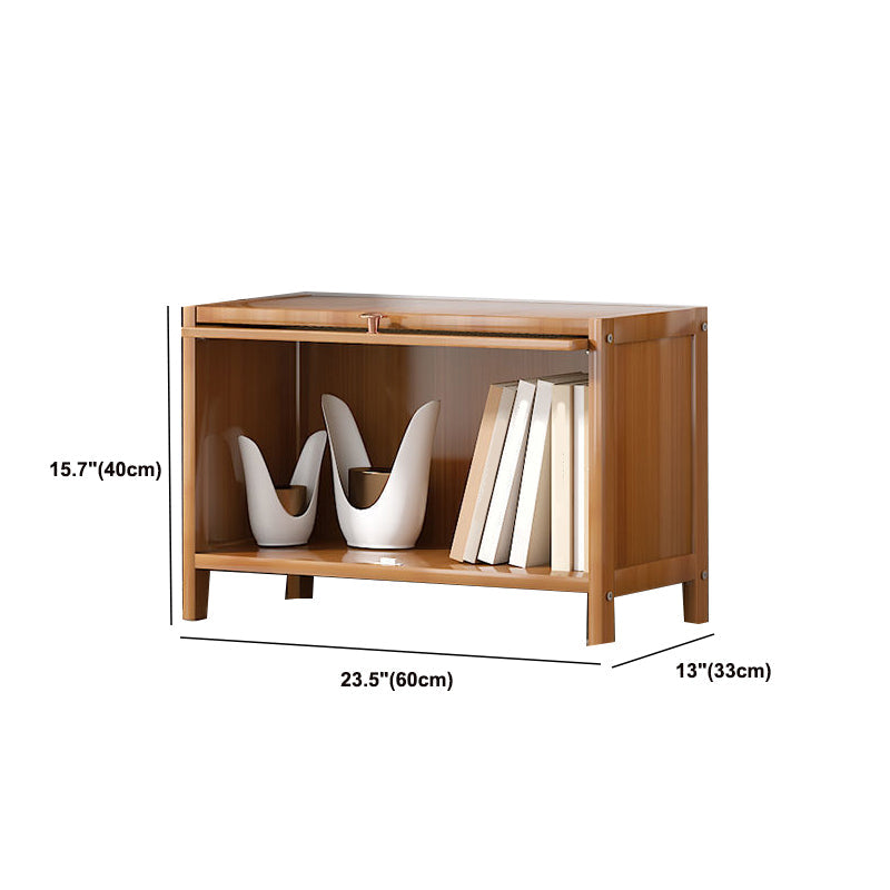 13 "brede houten boekenkast bamboe lichtbruine boekenplank met deuren