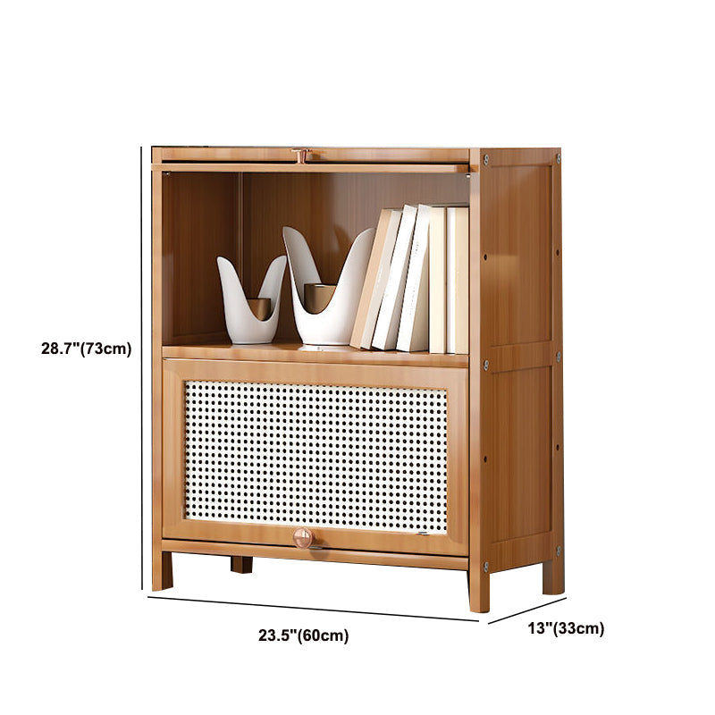 13 "brede houten boekenkast bamboe lichtbruine boekenplank met deuren