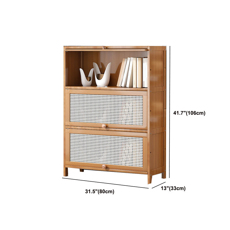 13 "brede houten boekenkast bamboe lichtbruine boekenplank met deuren