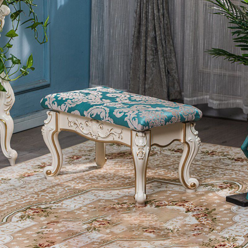 13.8" W Victorian Bench Manufactured Wood Cushioned Seating Bench Blue Clearhalo 'Benches' 'Chairs & Seating' 'furn' 'furn_benches' 'Furniture' 'Living Room Furniture' 5984512