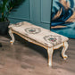 13.8" W Victorian Bench Manufactured Wood Cushioned Seating Bench Gold-White Clearhalo 'Benches' 'Chairs & Seating' 'furn' 'furn_benches' 'Furniture' 'Living Room Furniture' 5984522
