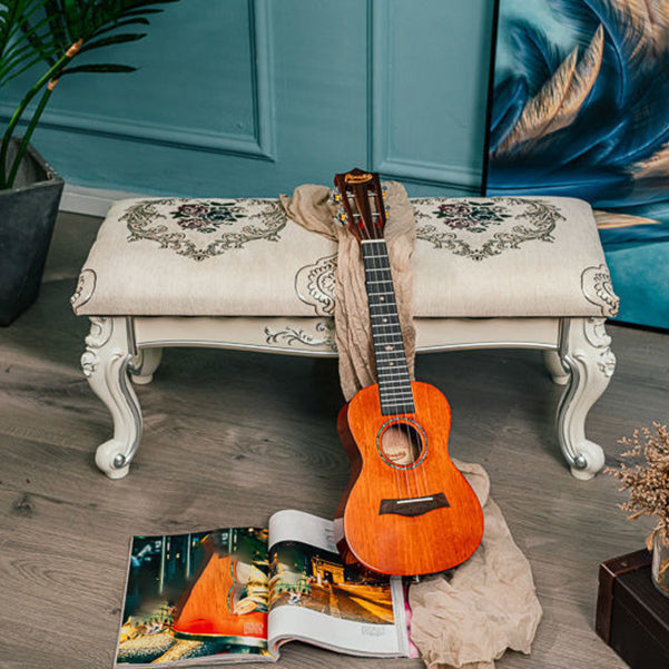 13.8" W Victorian Bench Manufactured Wood Cushioned Seating Bench Clearhalo 'Benches' 'Chairs & Seating' 'furn' 'furn_benches' 'Furniture' 'Living Room Furniture' 5984527