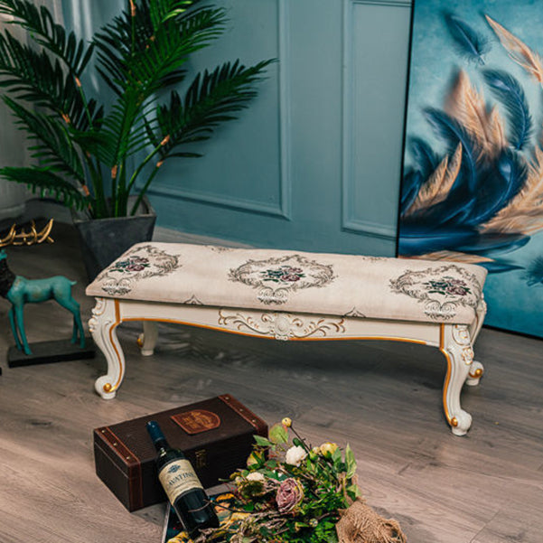 13.8" W Victorian Bench Manufactured Wood Cushioned Seating Bench Clearhalo 'Benches' 'Chairs & Seating' 'furn' 'furn_benches' 'Furniture' 'Living Room Furniture' 5984531