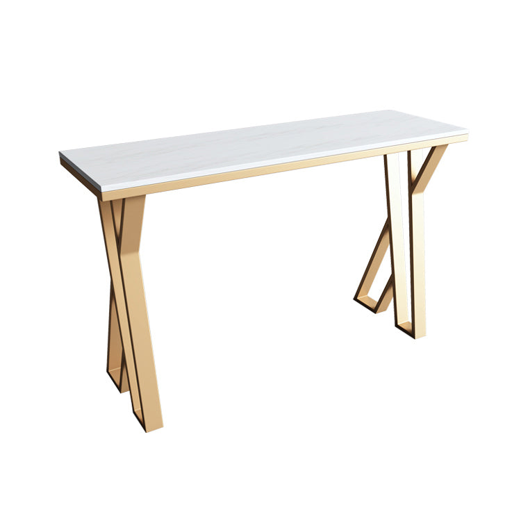 Ensemble de Table de Bar en pierre blanche, 1/5 pièces, Table de Bar et tabourets en métal doré