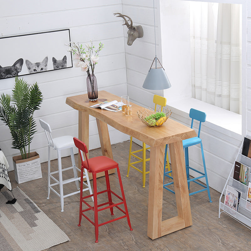 Modern Solid Wood Bar Table Set 1/5 Pieces Double Pedestal Pub Table Set in Natural Clearhalo 'Bar Furniture' 'furn' 'furn_home_bar_bar_sets' 'Furniture' 'Home Bars & Bar Sets' 'home_bar_bar_sets' 'Kitchen & Dining Furniture' 5987836