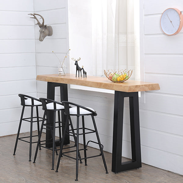 Modern Solid Wood Bar Table Set 1/5 Pieces Double Pedestal Pub Table Set in Natural Clearhalo 'Bar Furniture' 'furn' 'furn_home_bar_bar_sets' 'Furniture' 'Home Bars & Bar Sets' 'home_bar_bar_sets' 'Kitchen & Dining Furniture' 5987845
