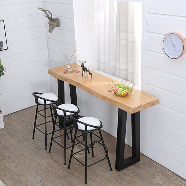 Modern Solid Wood Bar Table Set 1/5 Pieces Double Pedestal Pub Table Set in Natural Clearhalo 'Bar Furniture' 'furn' 'furn_home_bar_bar_sets' 'Furniture' 'Home Bars & Bar Sets' 'home_bar_bar_sets' 'Kitchen & Dining Furniture' 5987846