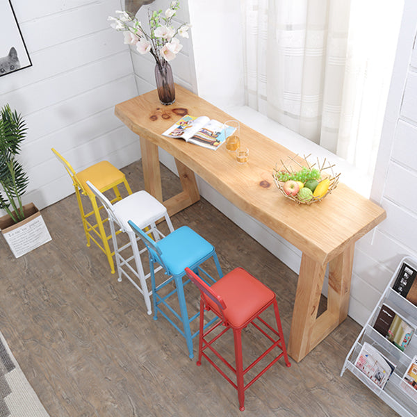 Modern Solid Wood Bar Table Set 1/5 Pieces Double Pedestal Pub Table Set in Natural Clearhalo 'Bar Furniture' 'furn' 'furn_home_bar_bar_sets' 'Furniture' 'Home Bars & Bar Sets' 'home_bar_bar_sets' 'Kitchen & Dining Furniture' 5987848